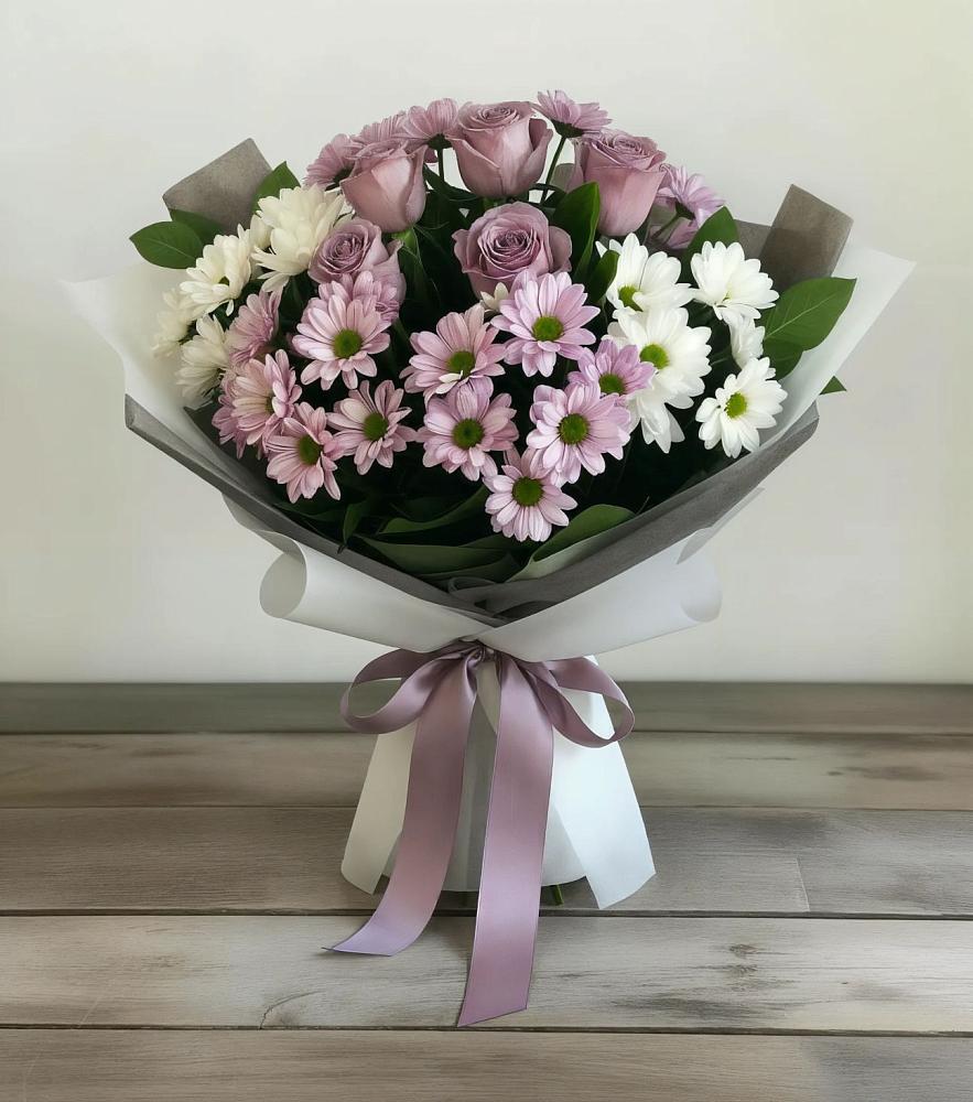 Букет цветов из: Хризантемы и Розы в Калачинске