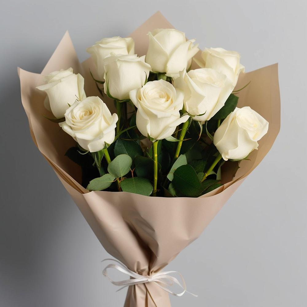 Букет 9 Белых роз Эдлесс Лав в Калачинске