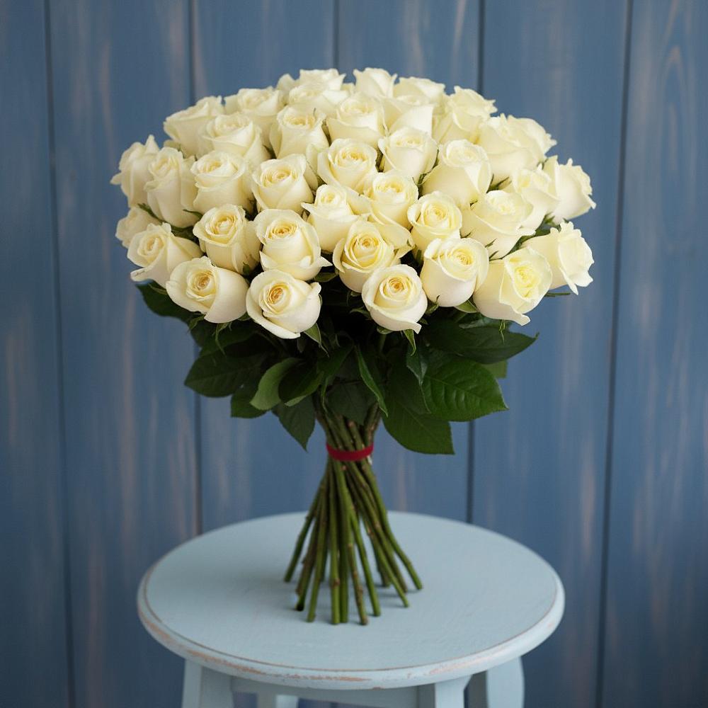 Букет 51 Белая роза Эдлесс Лав в Калачинске