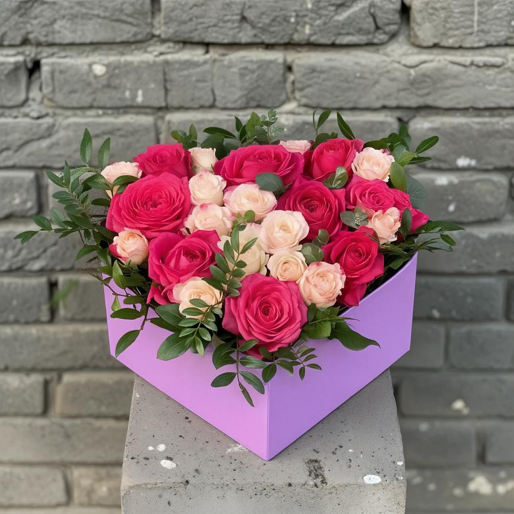 Цветочная композиция из Розы в коробке в Калачинске