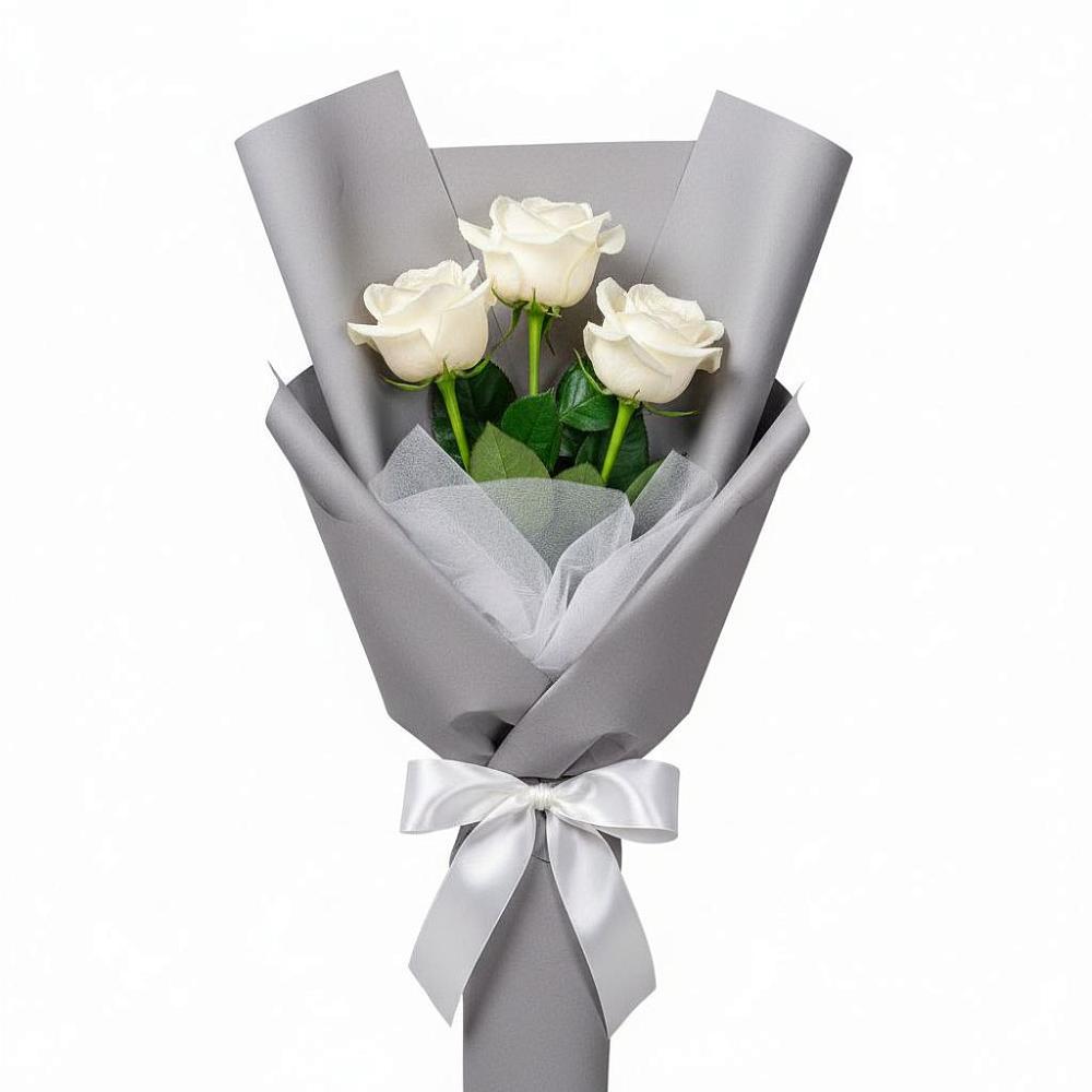 Букет 3 белые розы в Калачинске