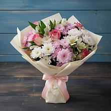 Букет цветов из:  Хризантемы, Альстромерии и Розы в Калачинске