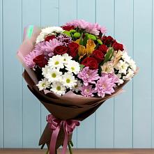 Букет цветов из:  Розы, Хризантемы и Альстромерии в Калачинске