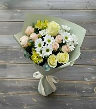 Букет цветов из:  Альстромерии, Розы и Хризантемы в Калачинске