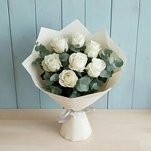 Букет Белые розы в Эвкалипте #REPLACE_PRED# Калачинске